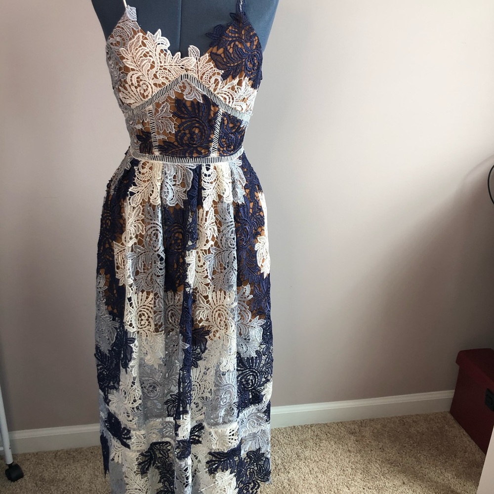 Beautiful navy and white lace dress